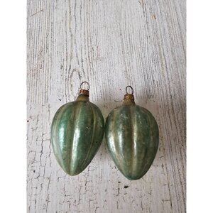 Antique glass ornament green german ? Xmas tree